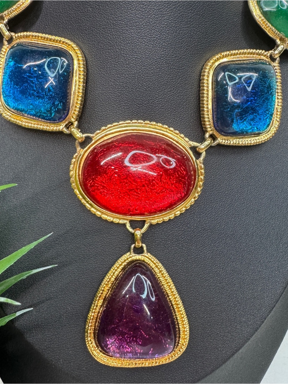VTG 90s KJL for Avon Kenneth Jay Lane Caprianti Jewel Tone Statement Necklace - Picture 4 of 12
